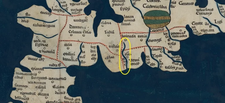 A River Tyne highlighted on Ptolemys Map