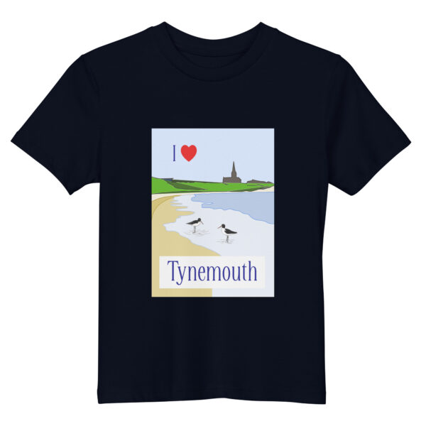 I Love Tynemouth Oystercatcher Organic Cotton T-Shirt – Kids 7-13