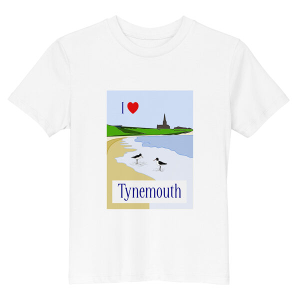 I Love Tynemouth Oystercatcher Organic Cotton T-Shirt – Kids 7-13 - Image 2